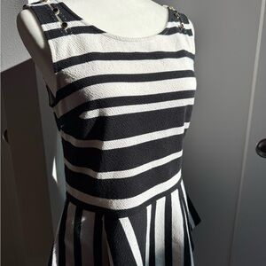 Anthropologie Postmark Antonia UK - Black and White Striped Peplum Top